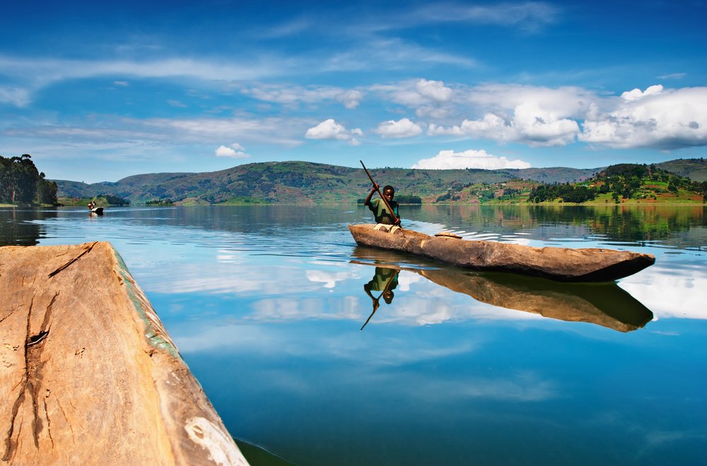 Lake Bunyonyi viewing from a boat